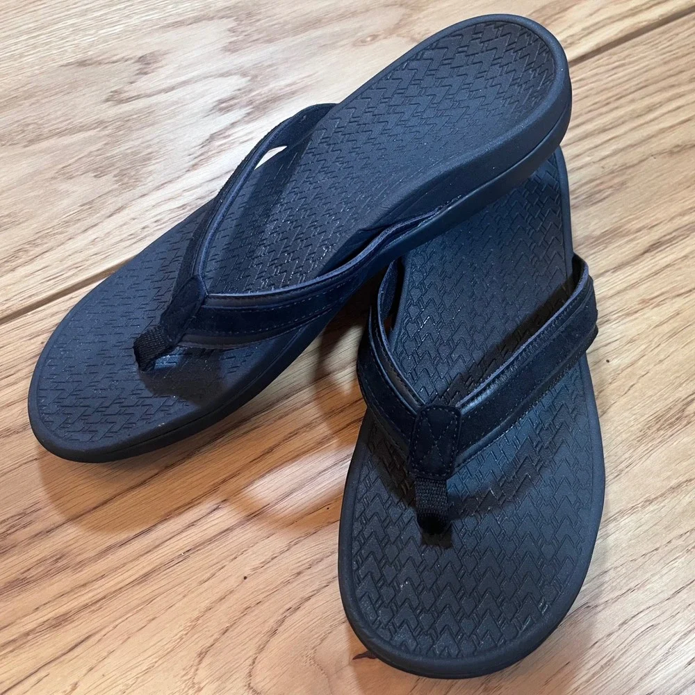 Vionic Mens Tide II Flip Flop Sandals Size 9 Black Orthotic Arch Support Comfort